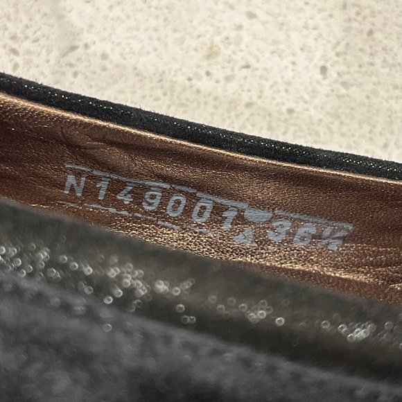 AGL Pump Black Leather Suede Shoes Round Toe Bow Accent Block Heels Sz 36 1/2 - Picture 9 of 14